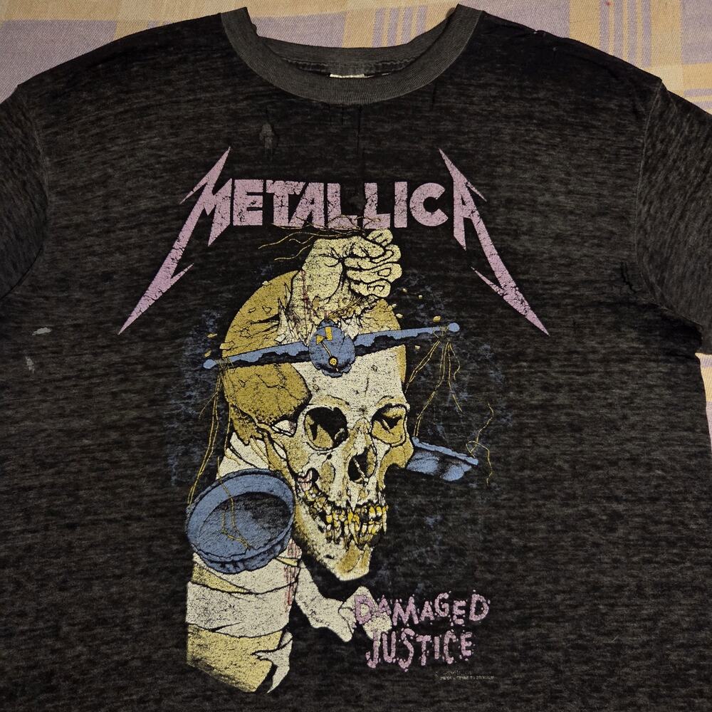 Vtg Metallica 1988 Damaged Justice Pushead Thin Distressed Faded T Shirt 80s